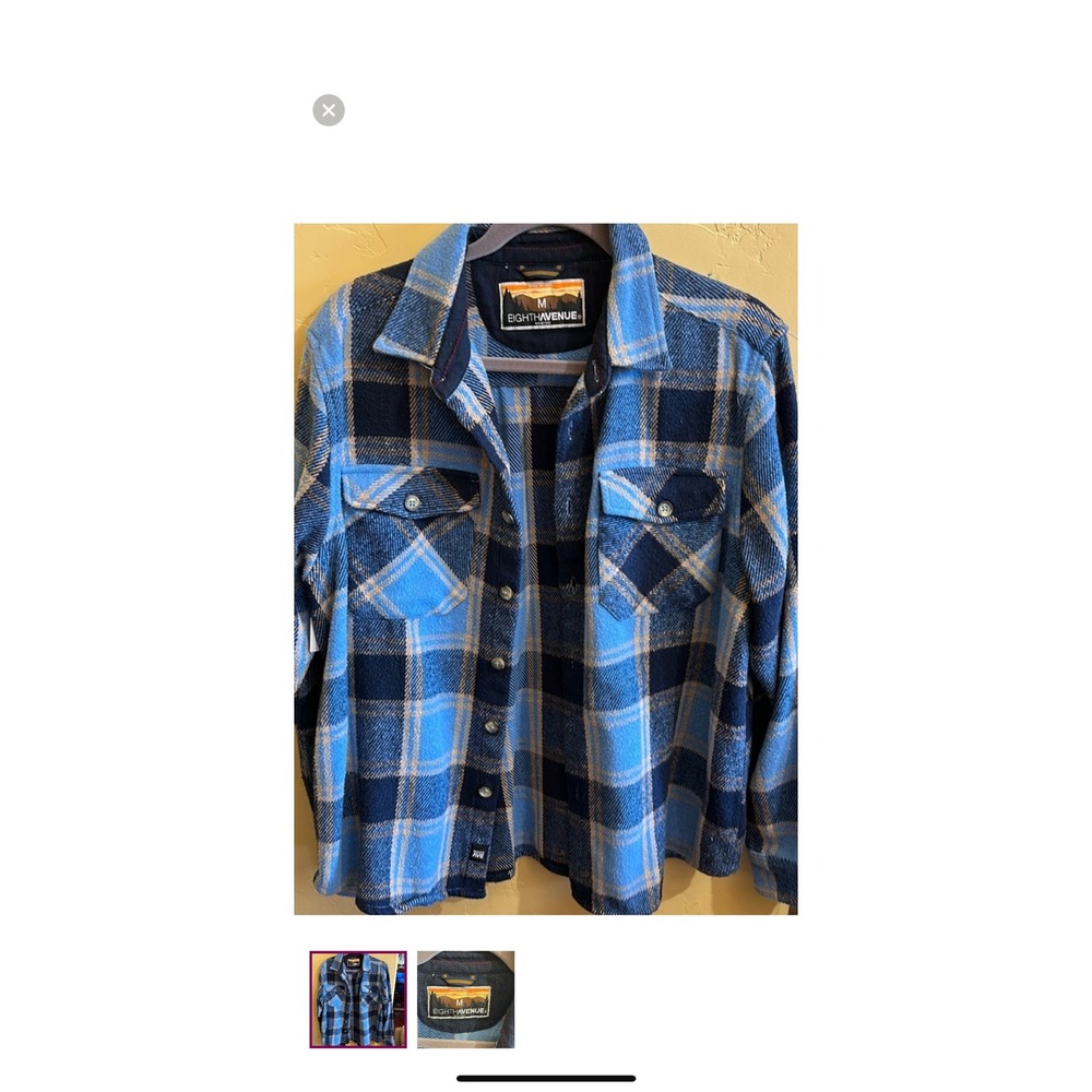 Eighth Avenue Flannel Shirt Jacket Plaid Button Up Outdoors Mens M